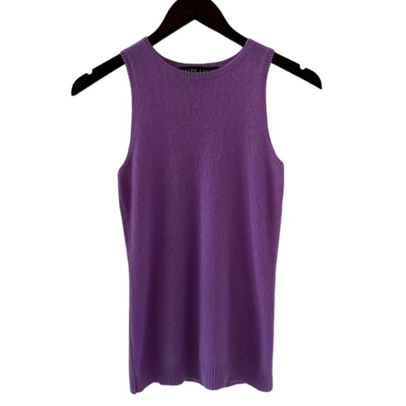 Ralph Lauren Black Label Purple Sleeveless Cashmere Sweater Size Small - Picture 6 of 6